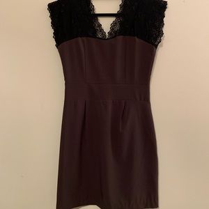 Dark Purple Cocktail Dress with Lace Detailing